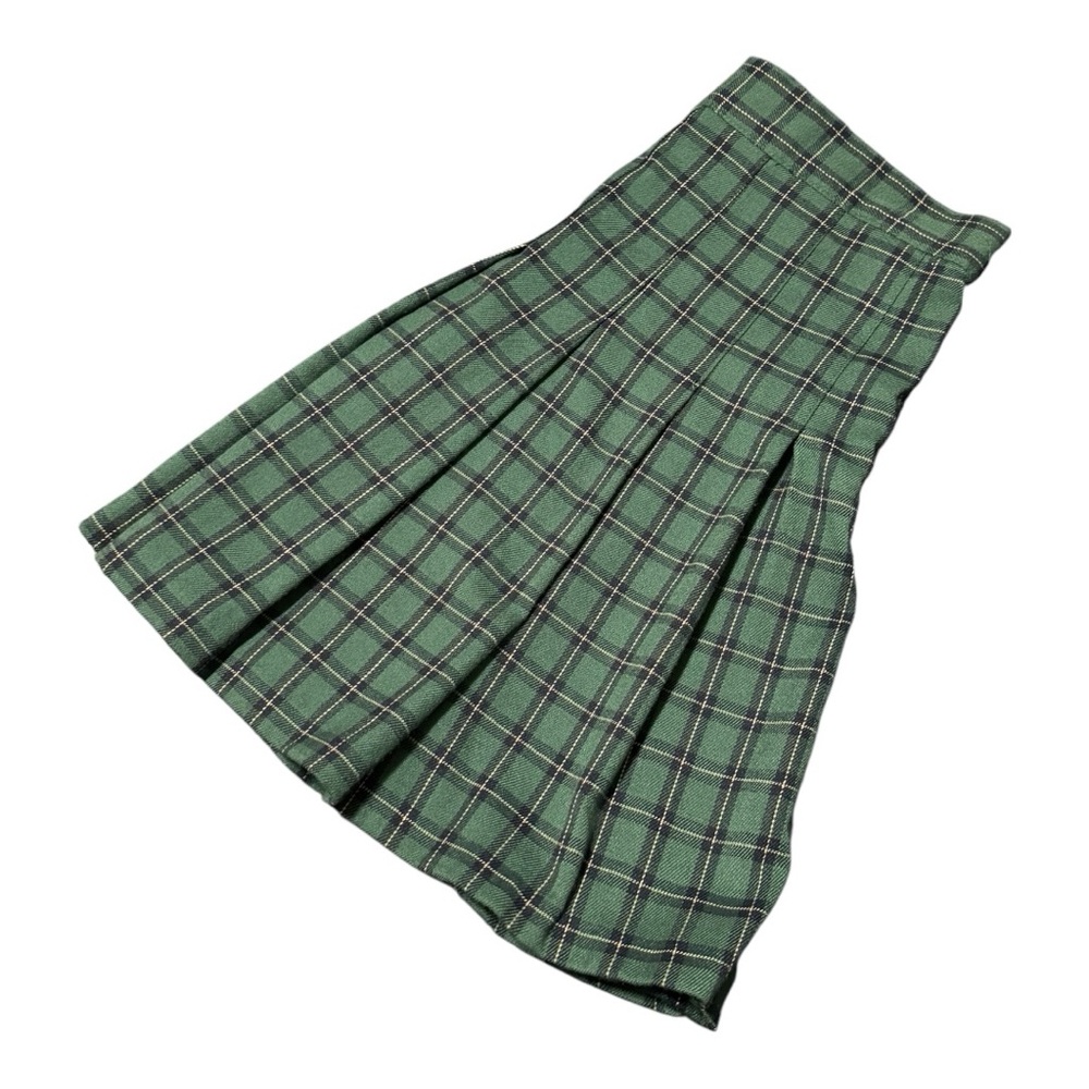 Plaid Mini Skirt Green Blue Small Preppy Girl Next Door Pleated Schoolgirl Cute